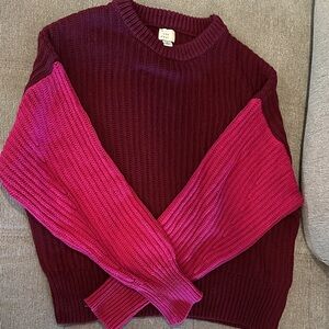 a new day Burgundy and Pink Crew Neck Sweater